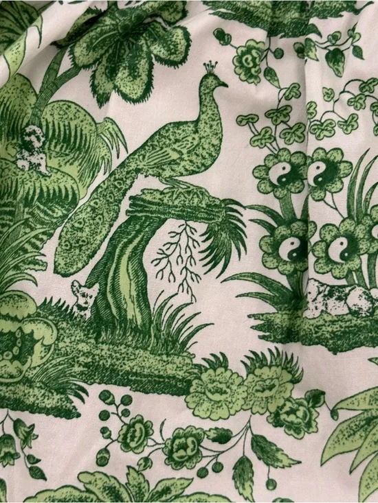Staud Faye Puff Sleeve Mini Dress Green Tropical Toile Chinoiserie Print Small - Picture 13 of 14